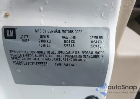 2007 Cadillac Cts Standard z USA, uszkodzony, nr VIN 1G6DP577070135523